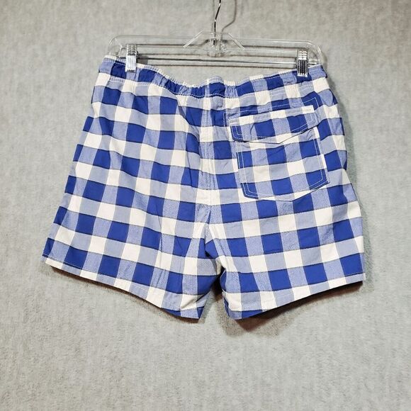 Hollister Shorts Mens Small Blue Check Bermuda Logo High Waist Drawstring - Picture 9 of 10
